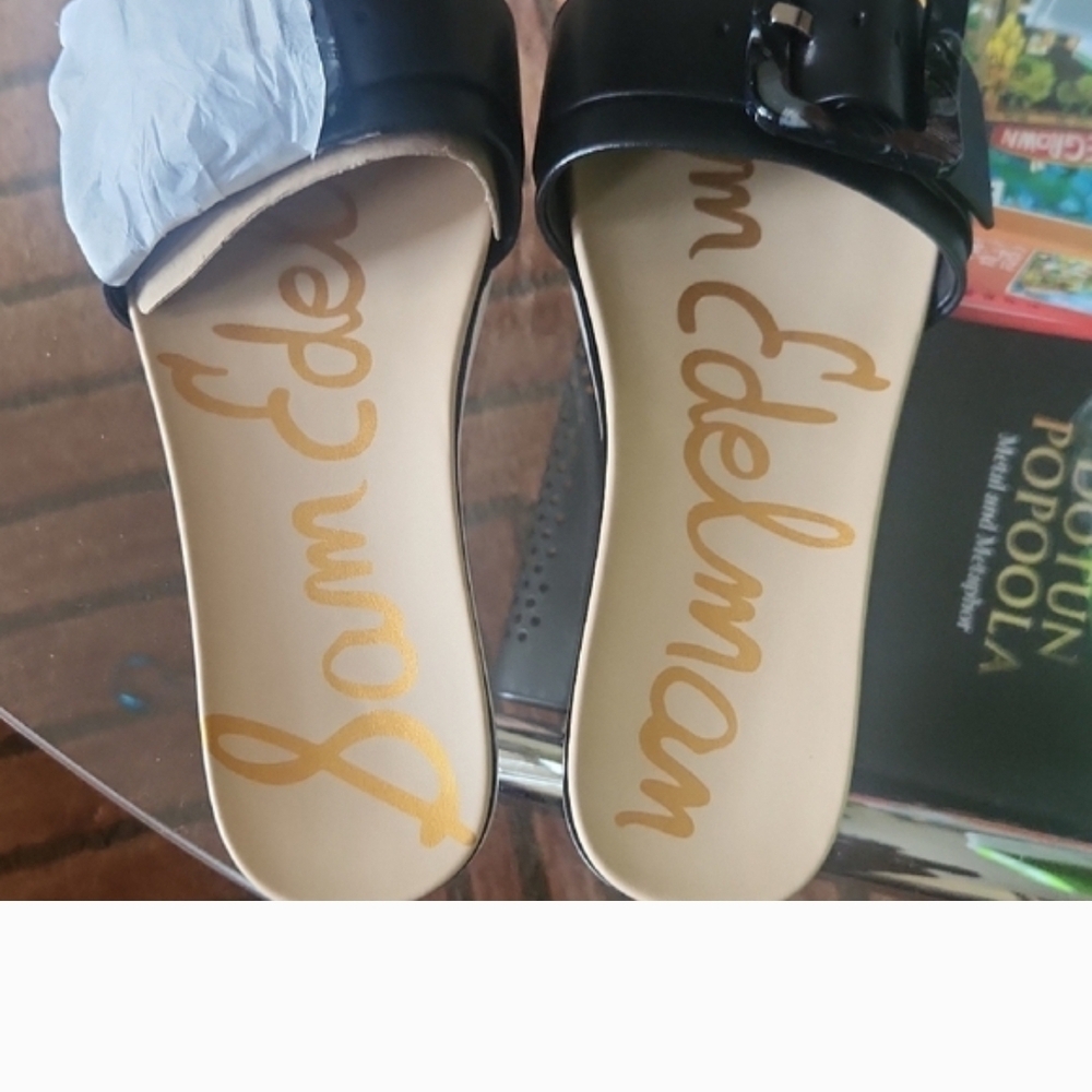 Sam Edelman Black Mules with Gold Accents